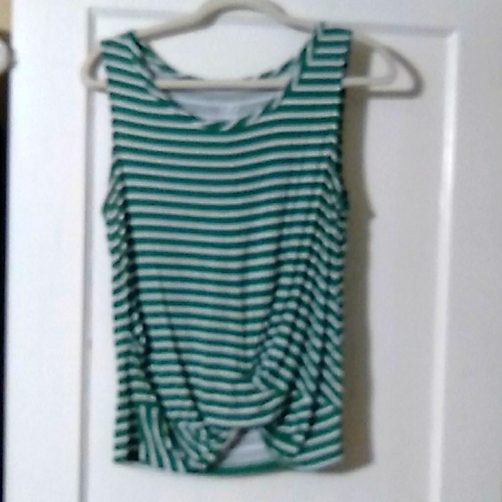 NY&C Soho Street Grn & Wht Striped Tanktop Medium